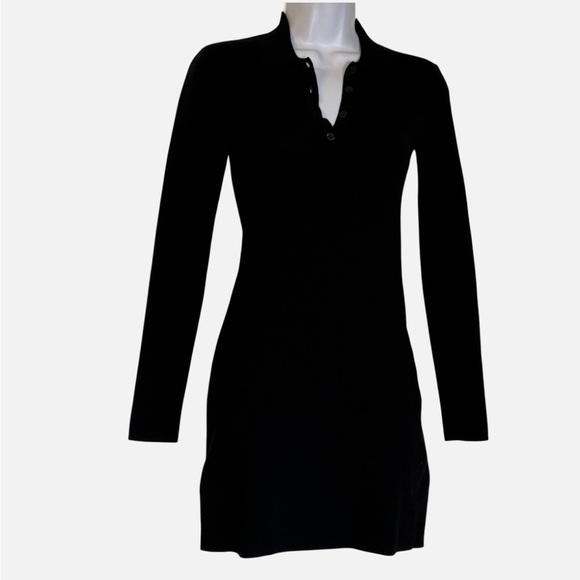 Sunday Best Dresses & Skirts - Sunday Best Aritzia Barrymore Polo Dress 2XS Black Long Sleeve Polo